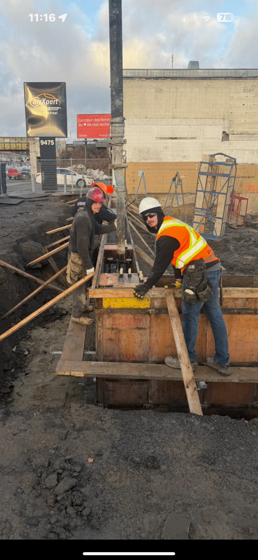 Markus Rambaldini and the Giram crew working on a foundation in Greater Montreal